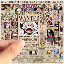 50Pcs One Piece Wanted Posters Stickers Toys Anime Zoro Luffy DIY Phone Suitcase Laptop Decal Decoration Graffiti Stickers Toys