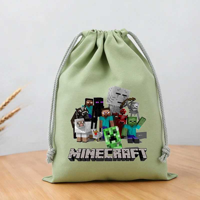 

Сумки-мешки на шнурке в стиле Minecraft, аниме-фланелевые сумки с карманами, мультяшные дорожные сумки для конфет, подарочные сумки для мальчиков и девочек, портативные мешочки для хранения, подарок