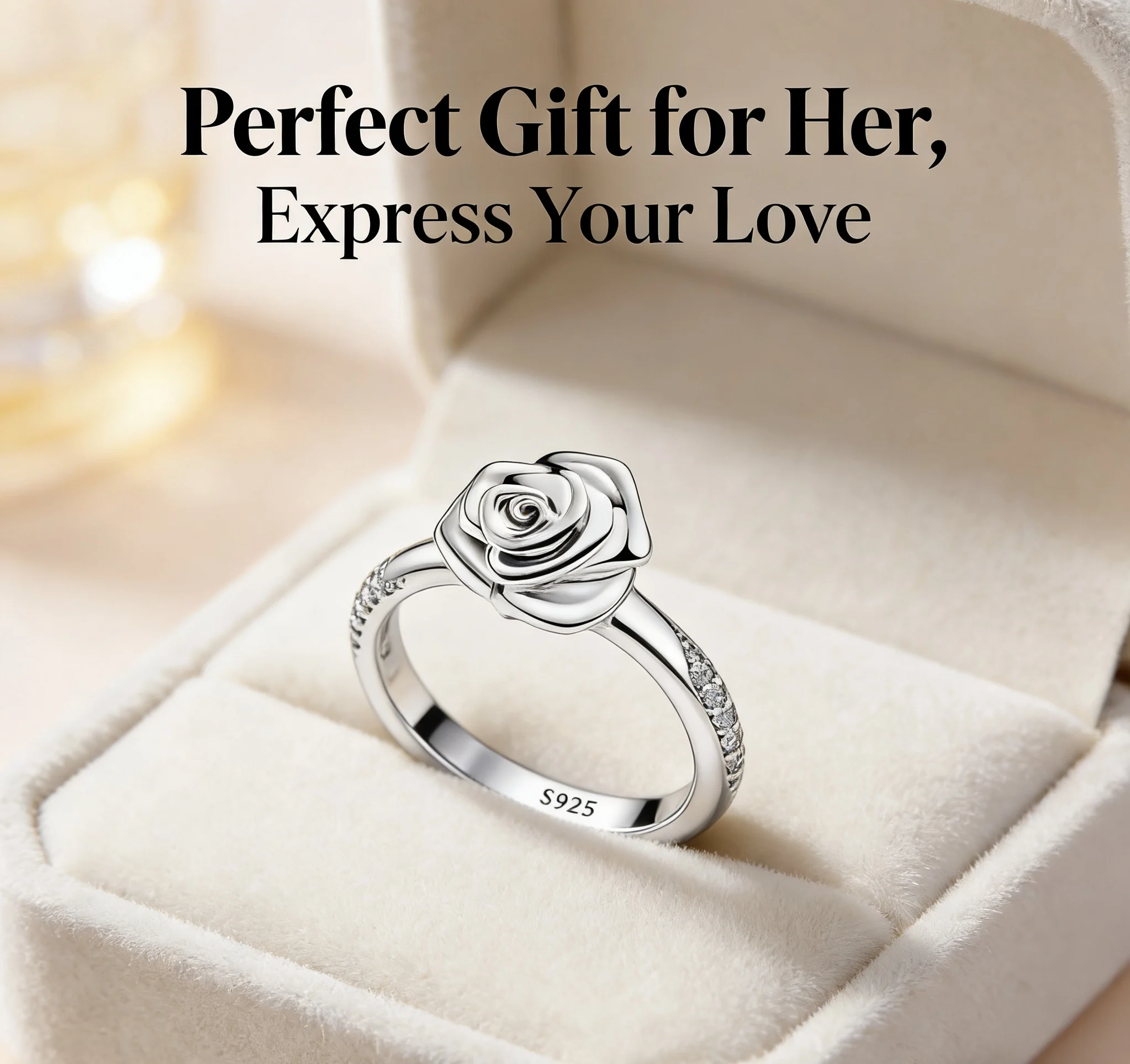 925 Sterling Silver Rose Flower Statement Ring For Women Exquisite Style Fashionable For Parties Wedding Jewelry Gifts