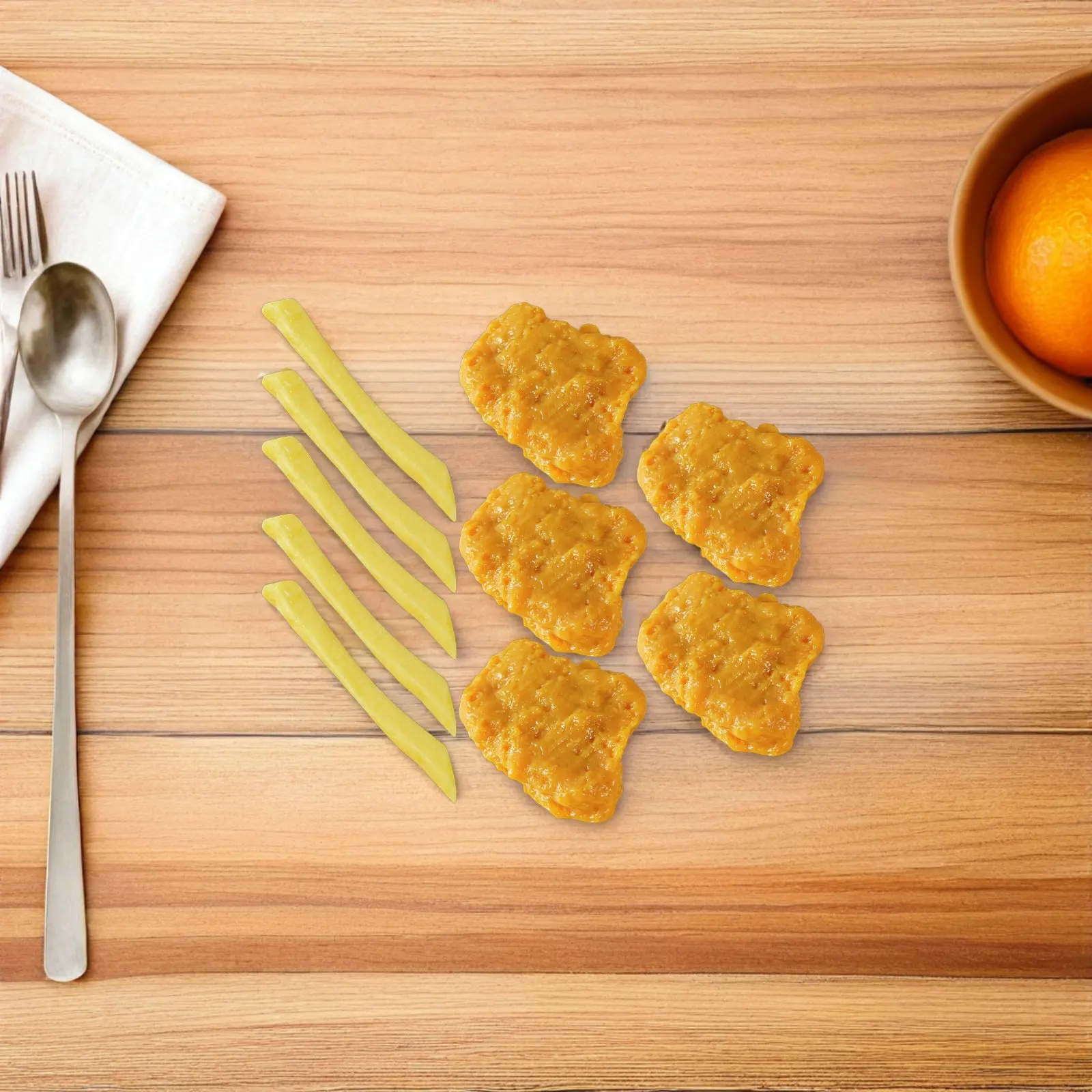 

1Set Artificial Fried Chicken Nuggets and French Fries Realistic Food Display Prop Lifelike Kitchen Table Decor Fake Food Sample