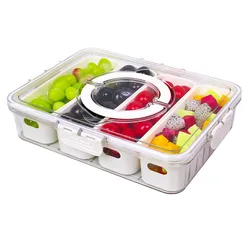 Snack Tray with Lid Handle Portable Snackle Box Container Veggie Serving Tray Charcuterie Board for Travel Party Picnic