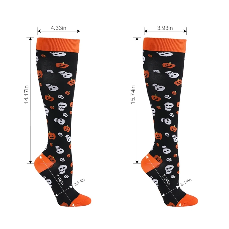 Set di 4 paia di calzini a compressione di Halloween per donna e uomo Kawaii Design originale Happy Funny calzini da allattamento