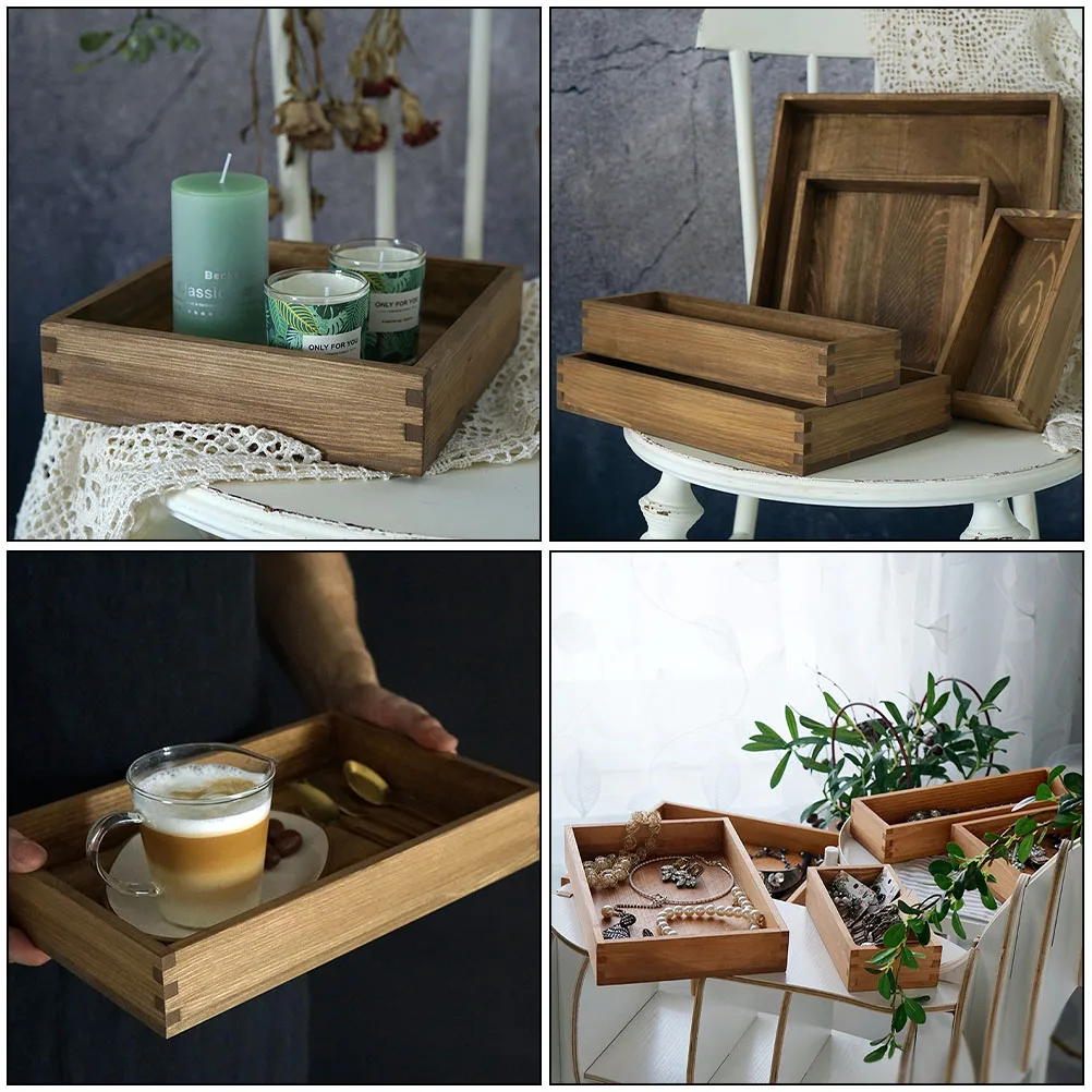 

Rustic Wood purpose Mortise Tenon Fruit Tray Storage Dessert Snack Dessert Snack Tray Fruit friendly Home