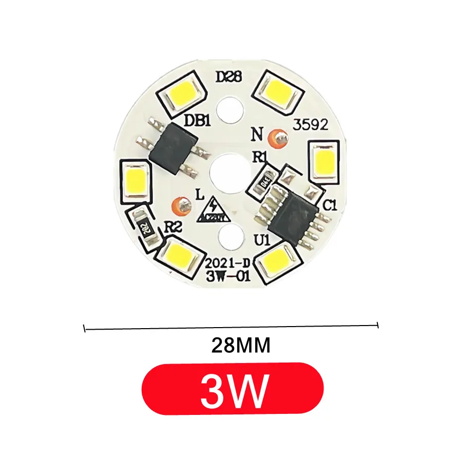 Puce LED pour ampoule 3W 5W 7W 9W 12W SMD 2835 perles de lumière rondes AC 220V-240V, projecteur d'é