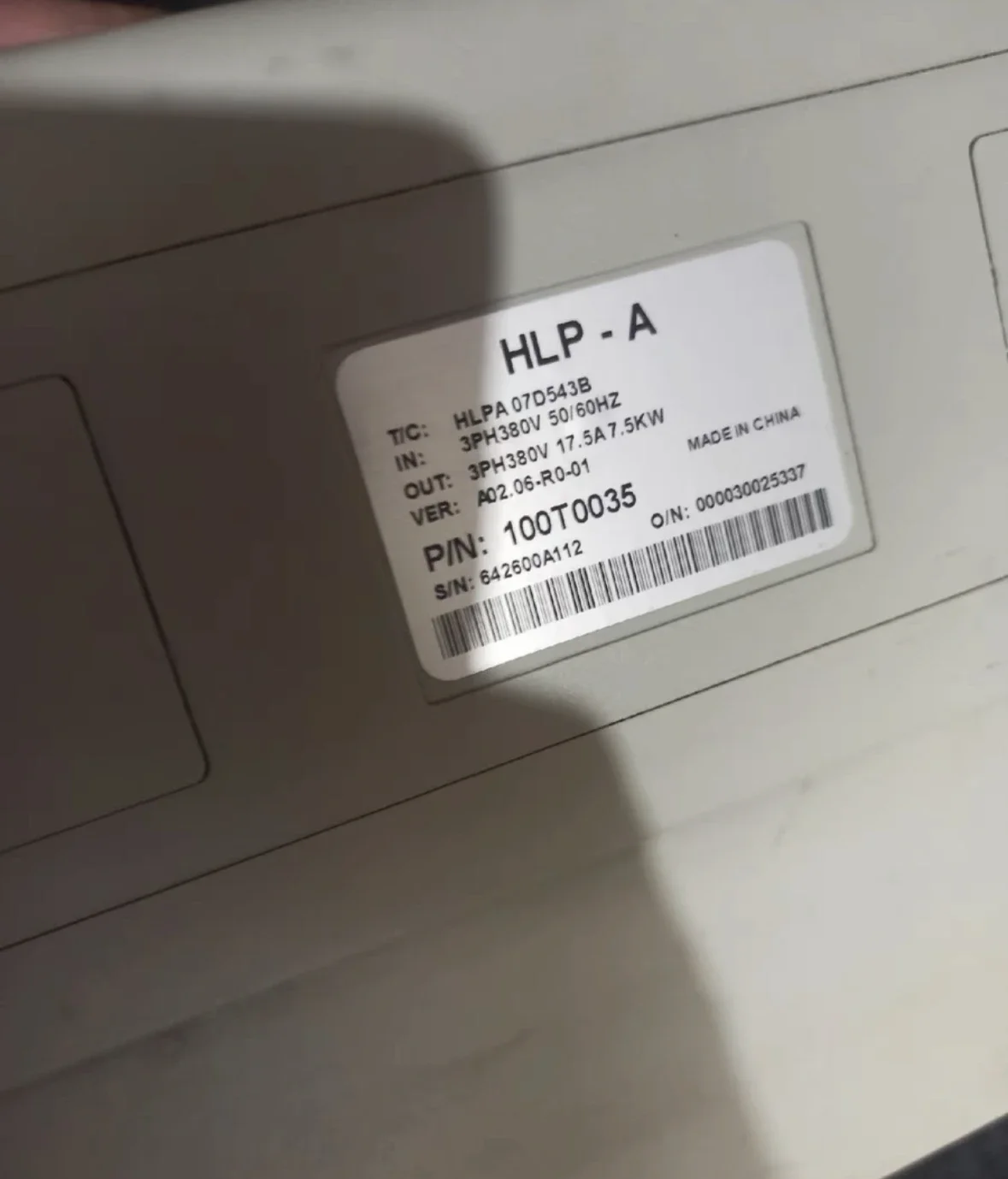 Convertidor de frecuencia usado en una serie de 7,5 kw, HLPA07D543B, paquete de funciones