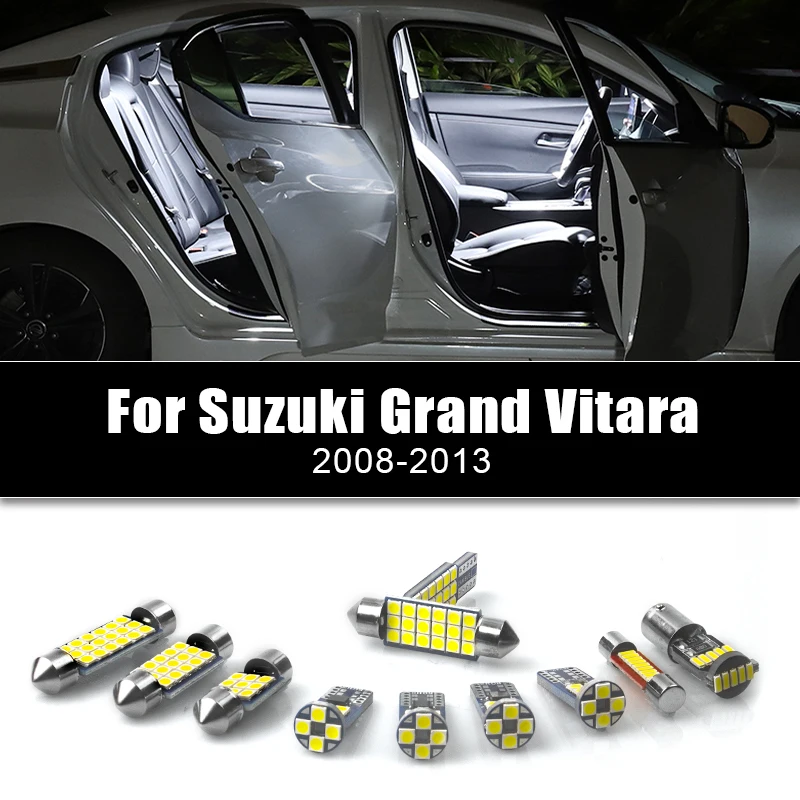 

12v Car LED Bulbs For Suzuki Grand Vitara 2008 2009 2010 2011 2012 2013 Auto Interior Reading Lamps Trunk Lights Accessories