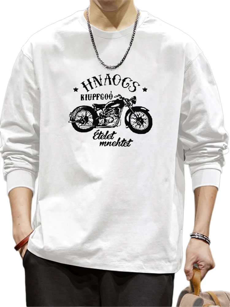 

Футболка мужская, осенние рождественские трикотажные изделия, высокое качество, футболка с длинными рукавами и графическим рисунком, мотоциклетный клуб, с круглым вырезом, эстетичная одежда, футболка с принтом