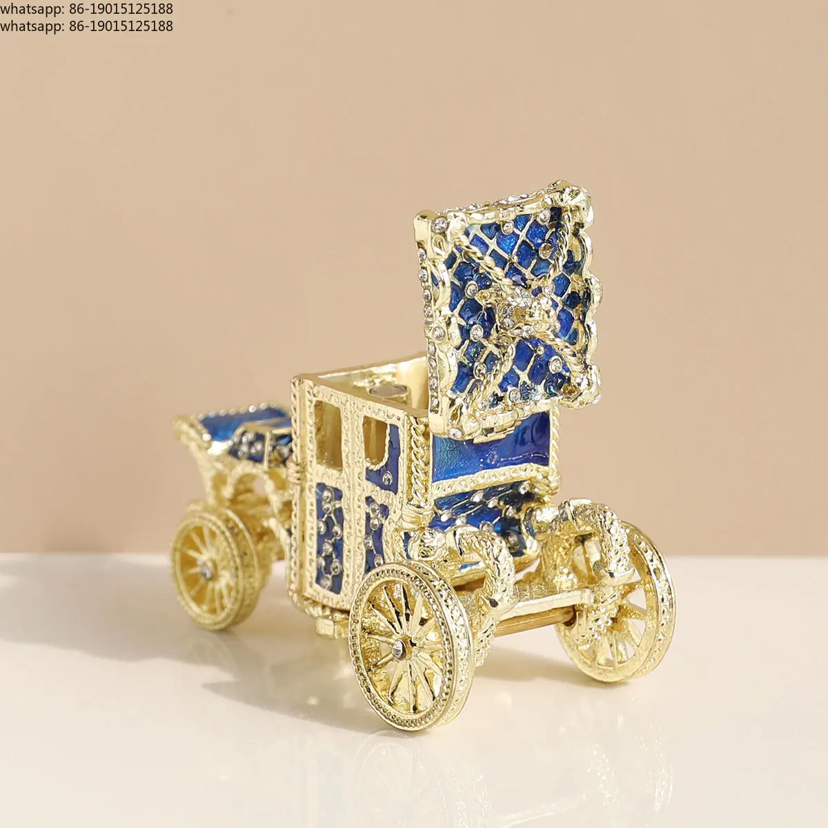 1Pc Vintage Royal Carriage Style Enameled Trinket Box Hinged, Unique Gift for Family