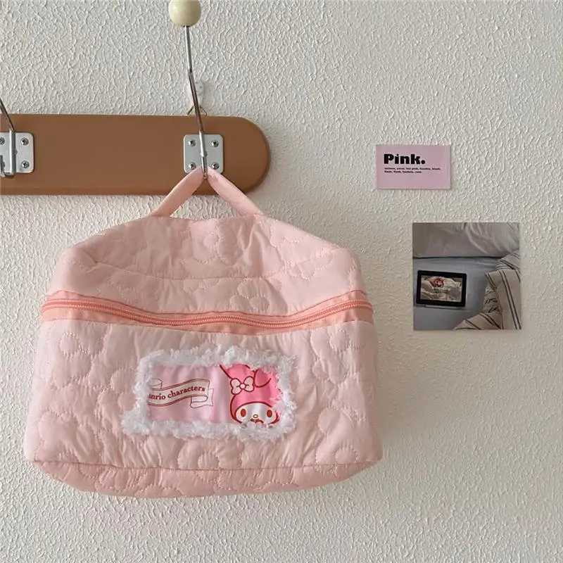 Sanrio Cute Melody Anime Cosmetic Bag Cartoon Make Up Brush borsa di immagazzinaggio di grande capacità borsa impermeabile portatile Gif di