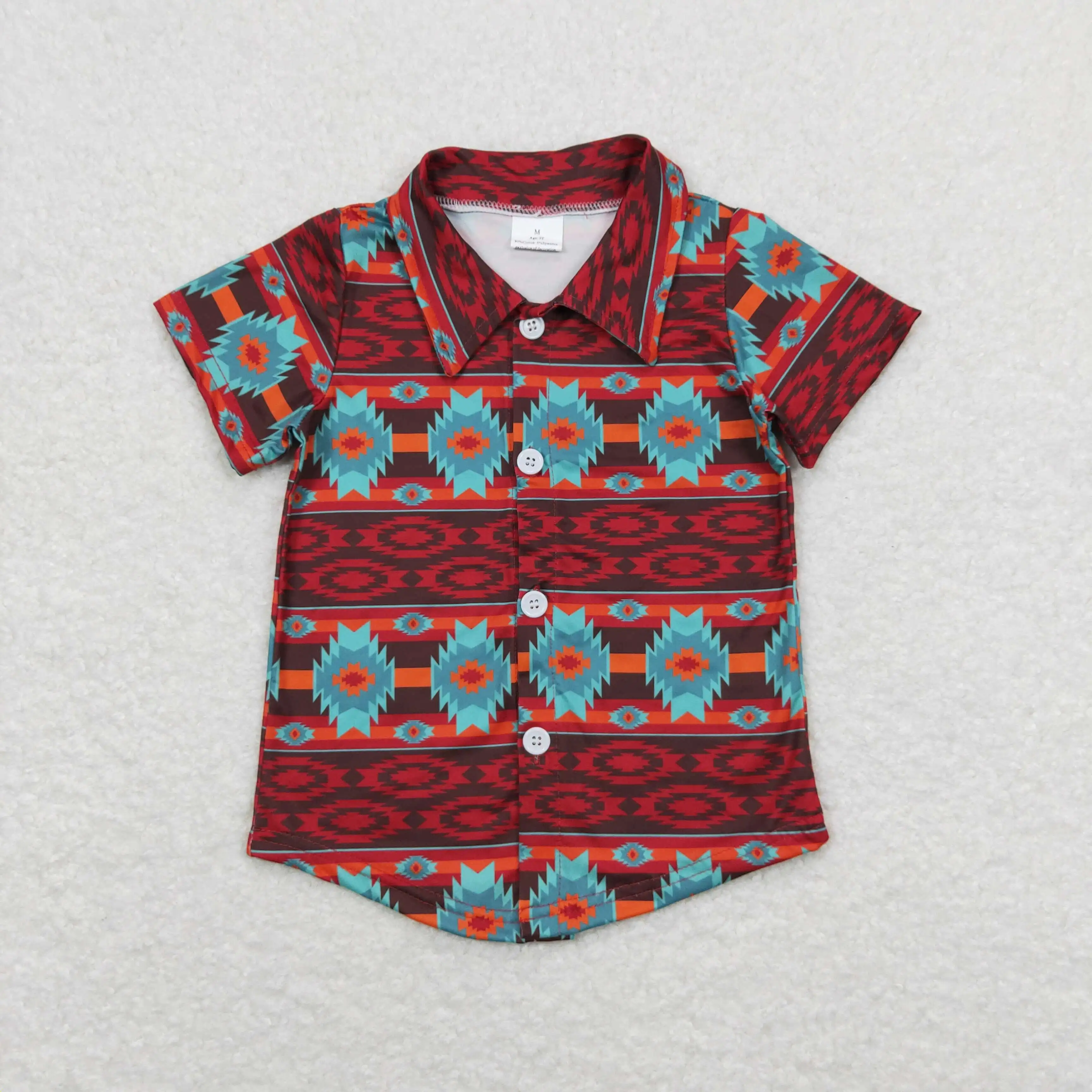 

z98-07 BT0582 Wholesale baby boys clothes Geometric button short sleeve top Toddler Summer Boutique toddler boys clothes