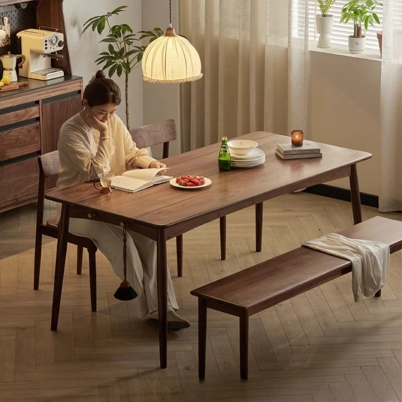 North American black walnut dining table, all solid wood dining table