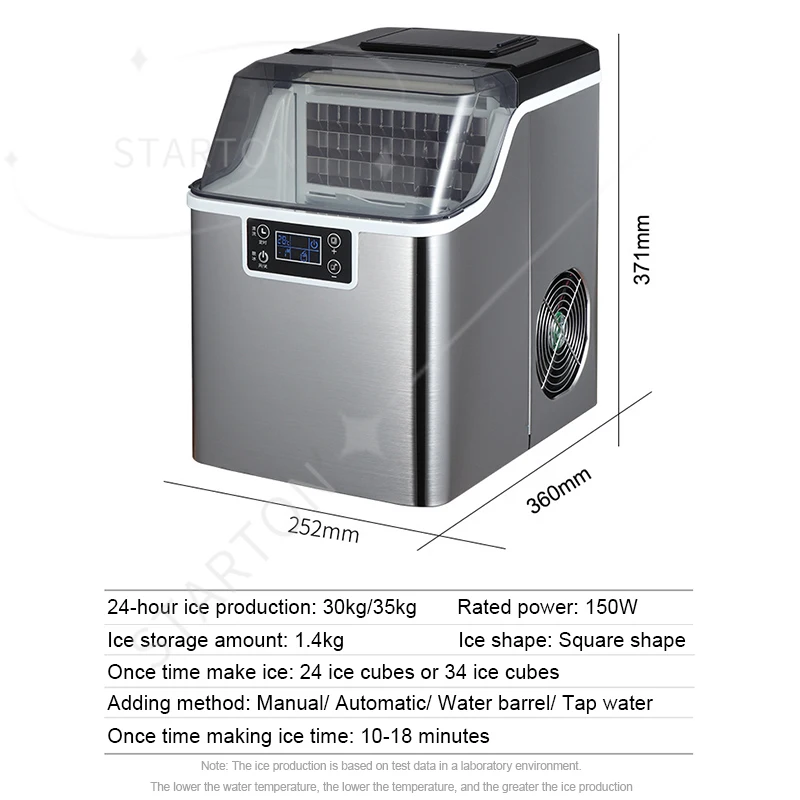 Ice Maker Automatic Add Water Bullet Round Block Ice Cube Generator Machine 30/35KG/24H Milk Tea Coffee Shop