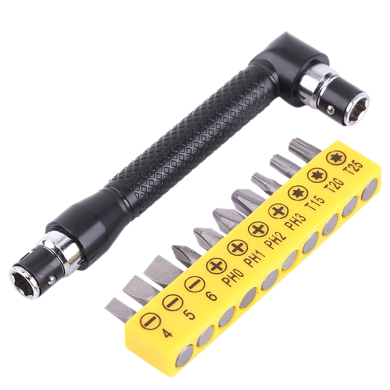 L Shape 1/4 Inch Hex Socket Wrench Double Head with Various Screwdriver Bits Hand Tool Wrench For Metal Wood Workers builders