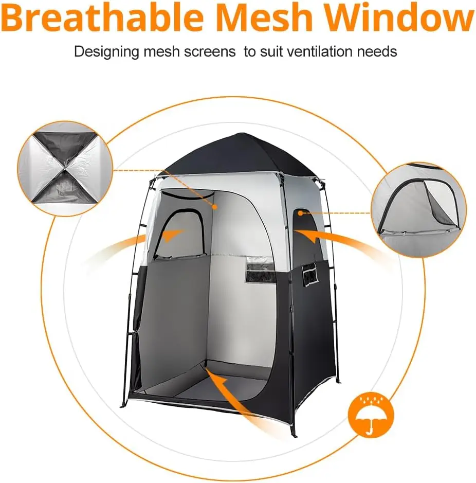 خيمة دش منبثقة بطول 6.8 أقدام مع أرضية شبكية وحقيبة حمل، ومأوى خصوصية كبير للمرحاض الخارجي والتغيير