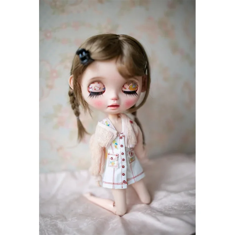 

Blythes doll wig fits in 1/6 9-10in size fashion new cute double plait imitation mohair hair women wig styling hair brown gold