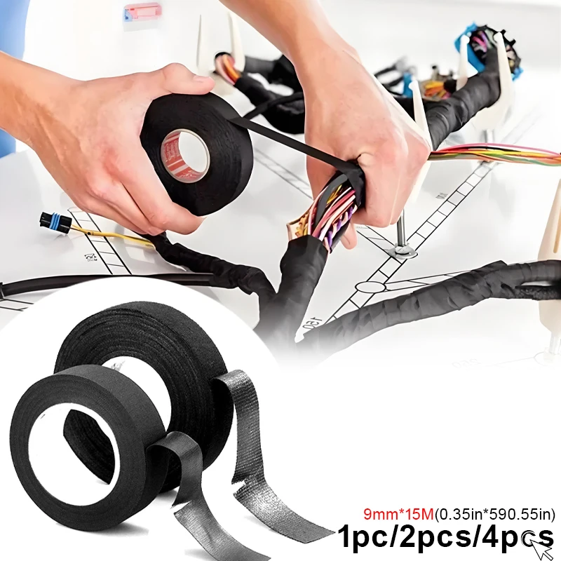 19mm*15M Heat-resistant Flame Retardant Tape Coroplast Adhesive Cloth Tape For Car Cable Harness Wiring Loom Protection