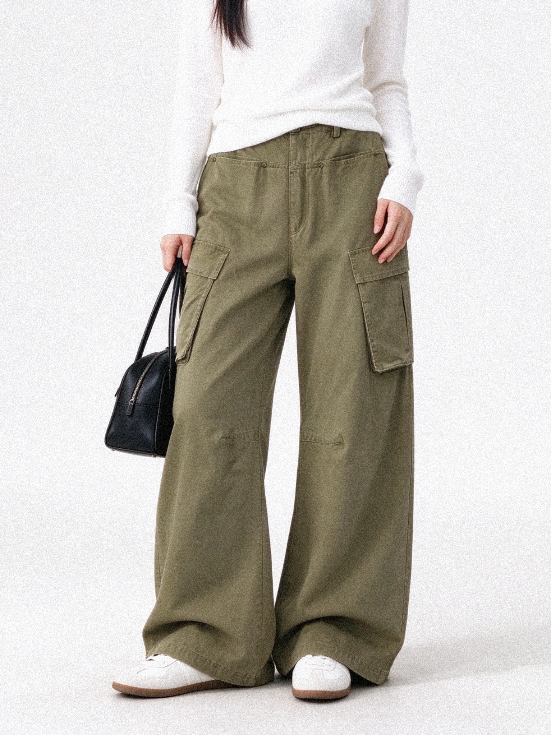 Retro Korean Style High Waist Wide Leg Pants Women's Casual Multi Pocket Workwear Autumn New Arrival Commuter Loose Fit Jeans