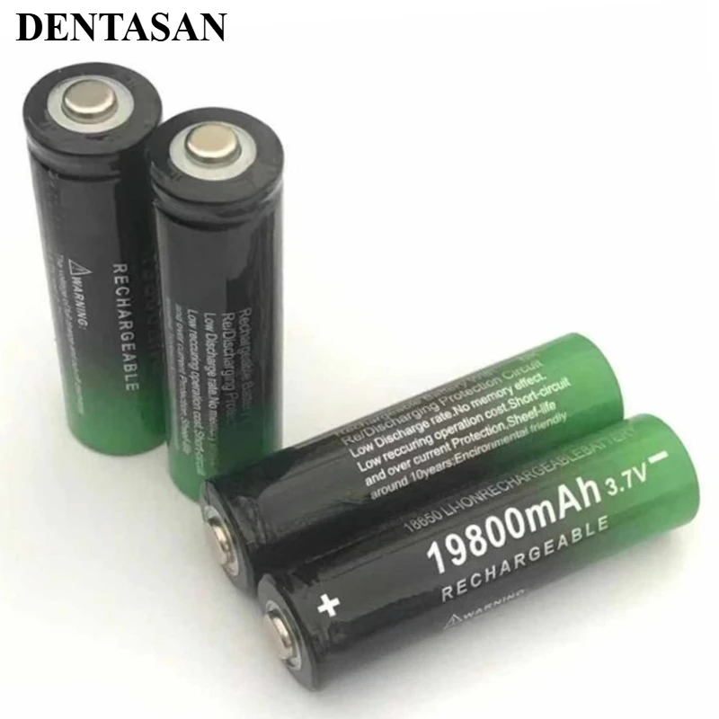 

Супербольшая емкость 18650, 19800 мАч, 3,7 В, цилиндрическая остроконечная литиевая батарея, подходит для зарядки аккумулятора фонарика