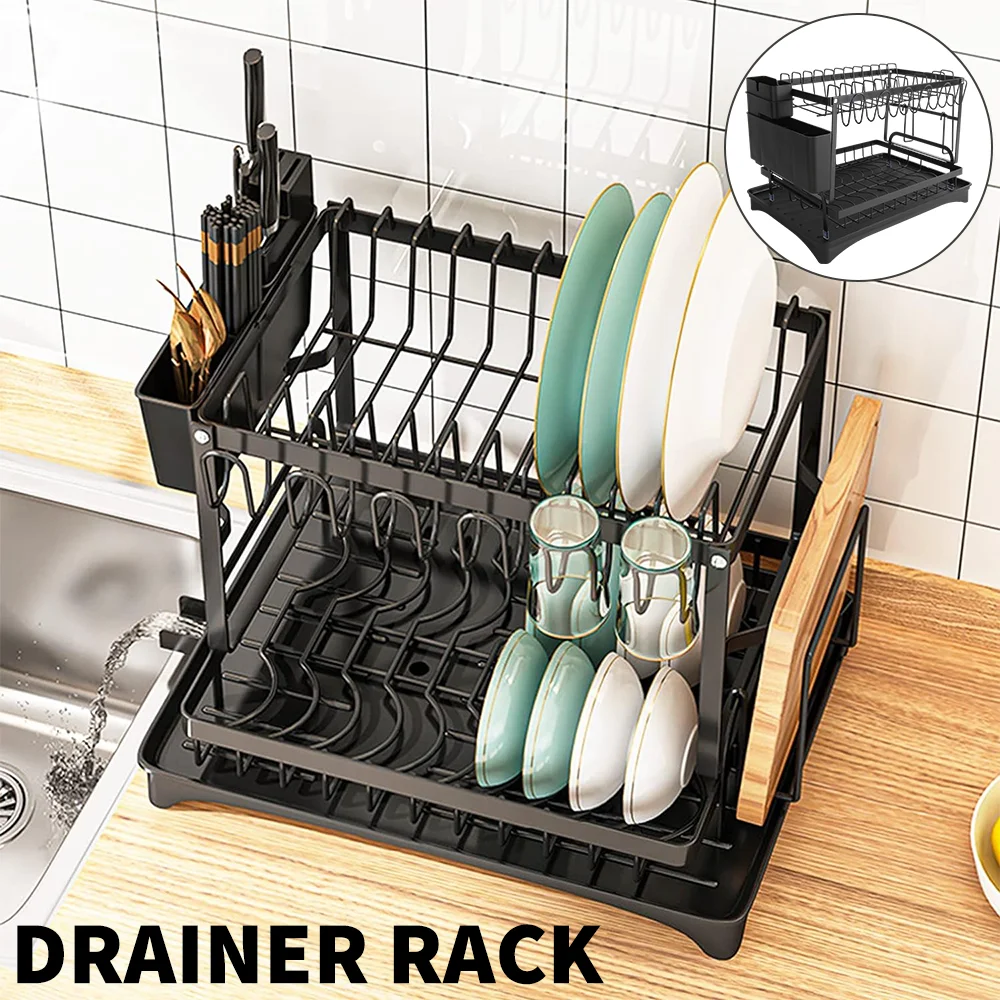 Drainer rack kitchen sink Kitchen Adjustable Plates Organizer Dish Bowl Drainer Storage Rack Cutlery Storage Holder