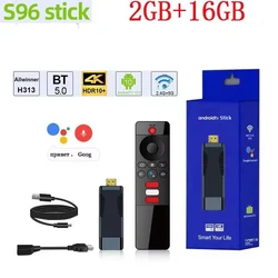 S96 tv stick Android 10.0 allwinner h313 2.4G/5G WIFi bluetooth voice remote control HDR10 4K H.265 2GB 16GB tv box netflix