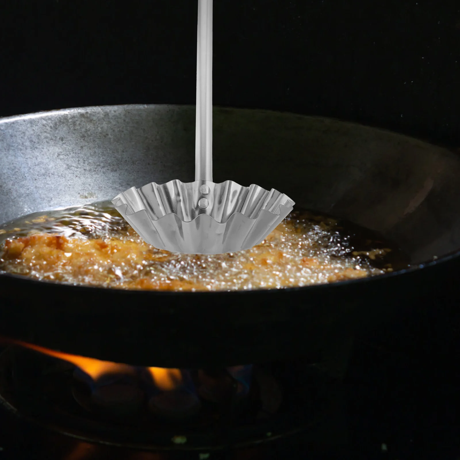 

Japanese Frying Mold Metal Pan Round Flat Spoon Ladle for Shrimp Cake Radish Fritter Outdoor Camping Baking Snack Tool Oil