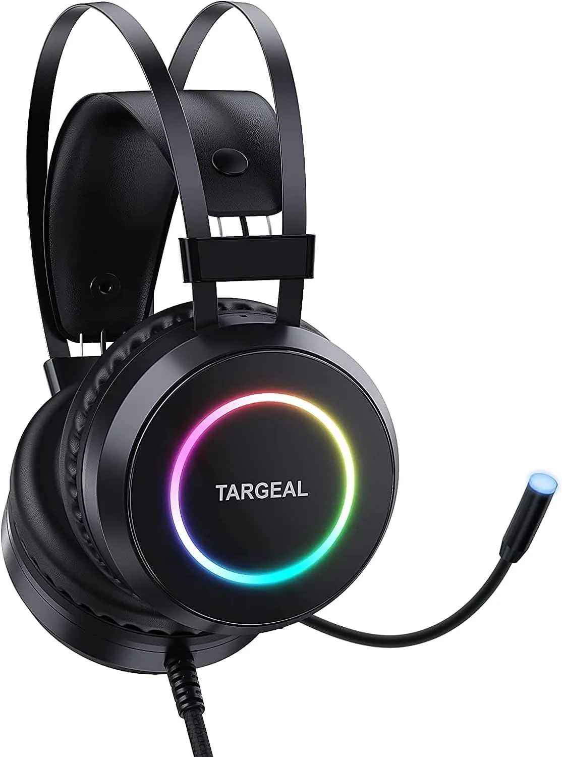 Targeal 7.1 Channel Wired Gaming Headset with Noise Canceling Mic, Compatible with Multiple Devices, Multi-Color RGB Adjustable