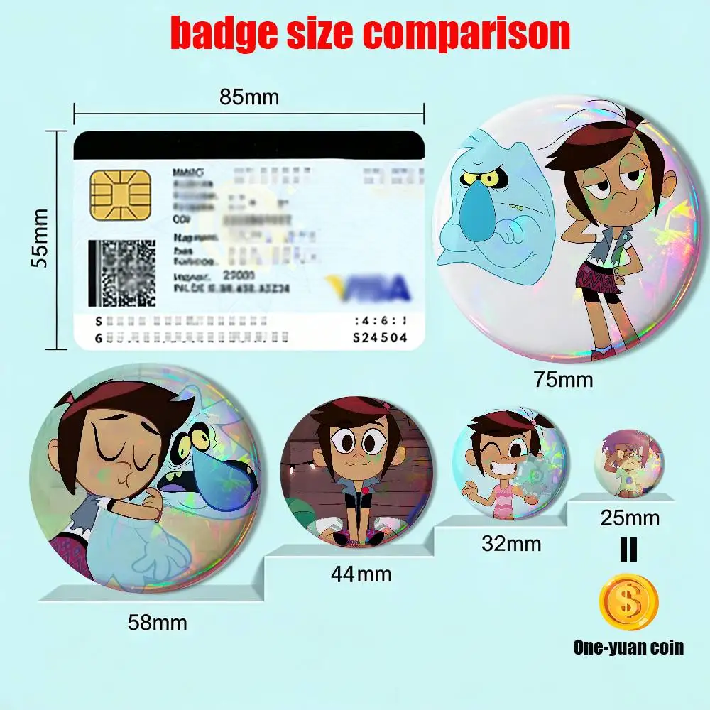 magical Ghost and Molly McGee Badge on Backpack Clothes decoration Tinplate Round Brooch Funny Custom Gifts for Friend