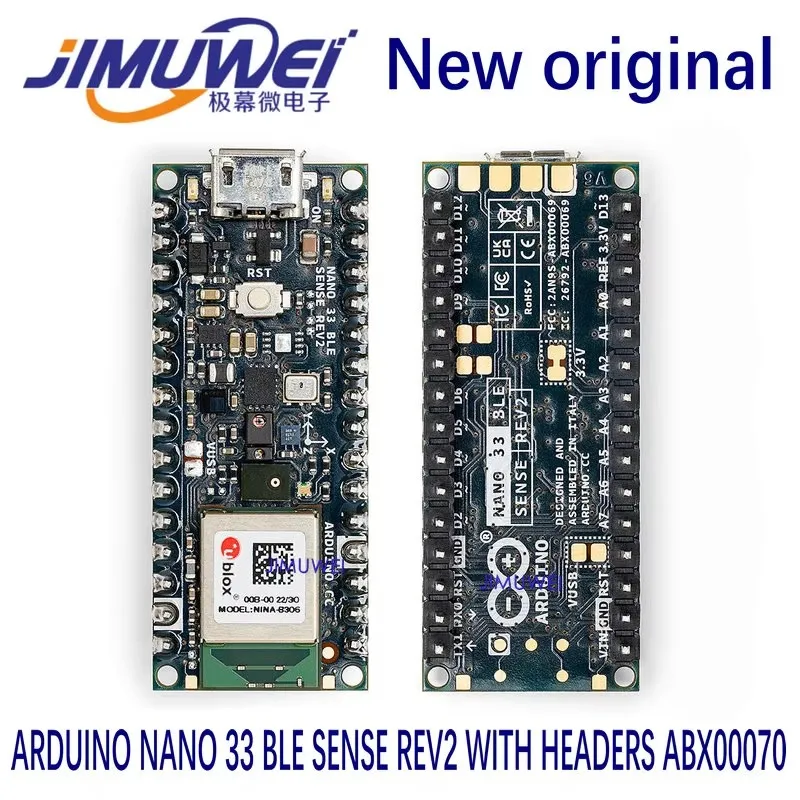 

Arduino Nano 33 BLE Sense Rev2 с разъемами ABX00070 3,3 В Плата разработки AI