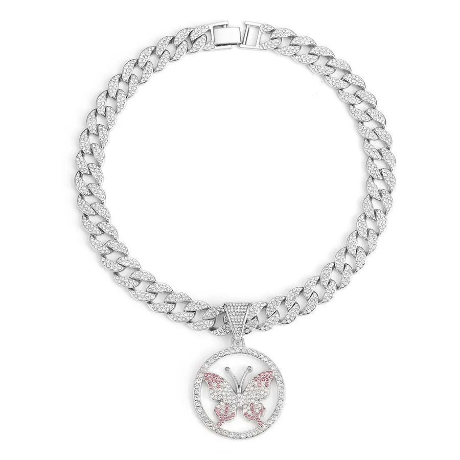 DIY accessories Hip hop hot-selling hip hop hiphop jewelry full of diamonds butterfly pendant European and American cross-border