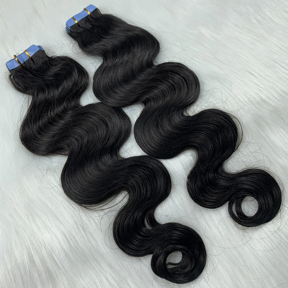 22Inches Wave 100% Human Hair Extensions  Invisible Tape In Remy Hair Extensions 60G