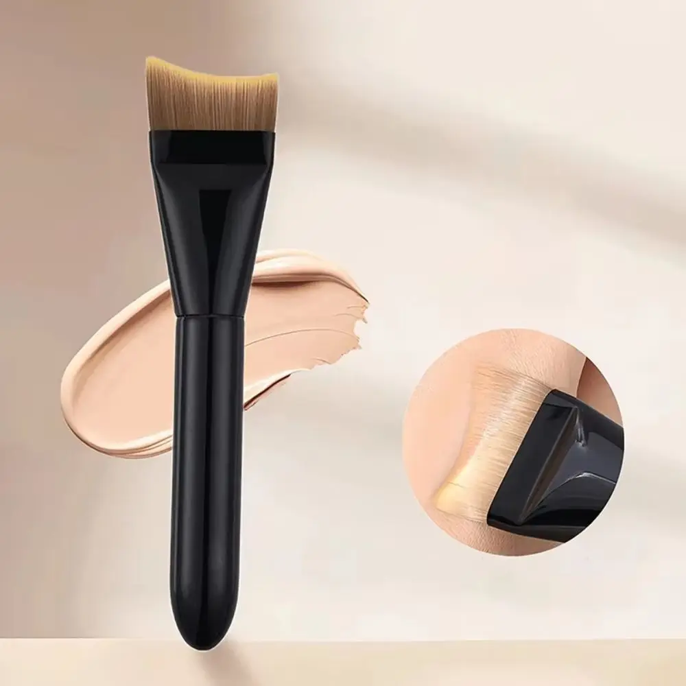 5pcs Flawless Finish Makeup Tool Kit Non Absorbent Even Application Crescent Foundation Brush Streak Free Powder Puff Set
