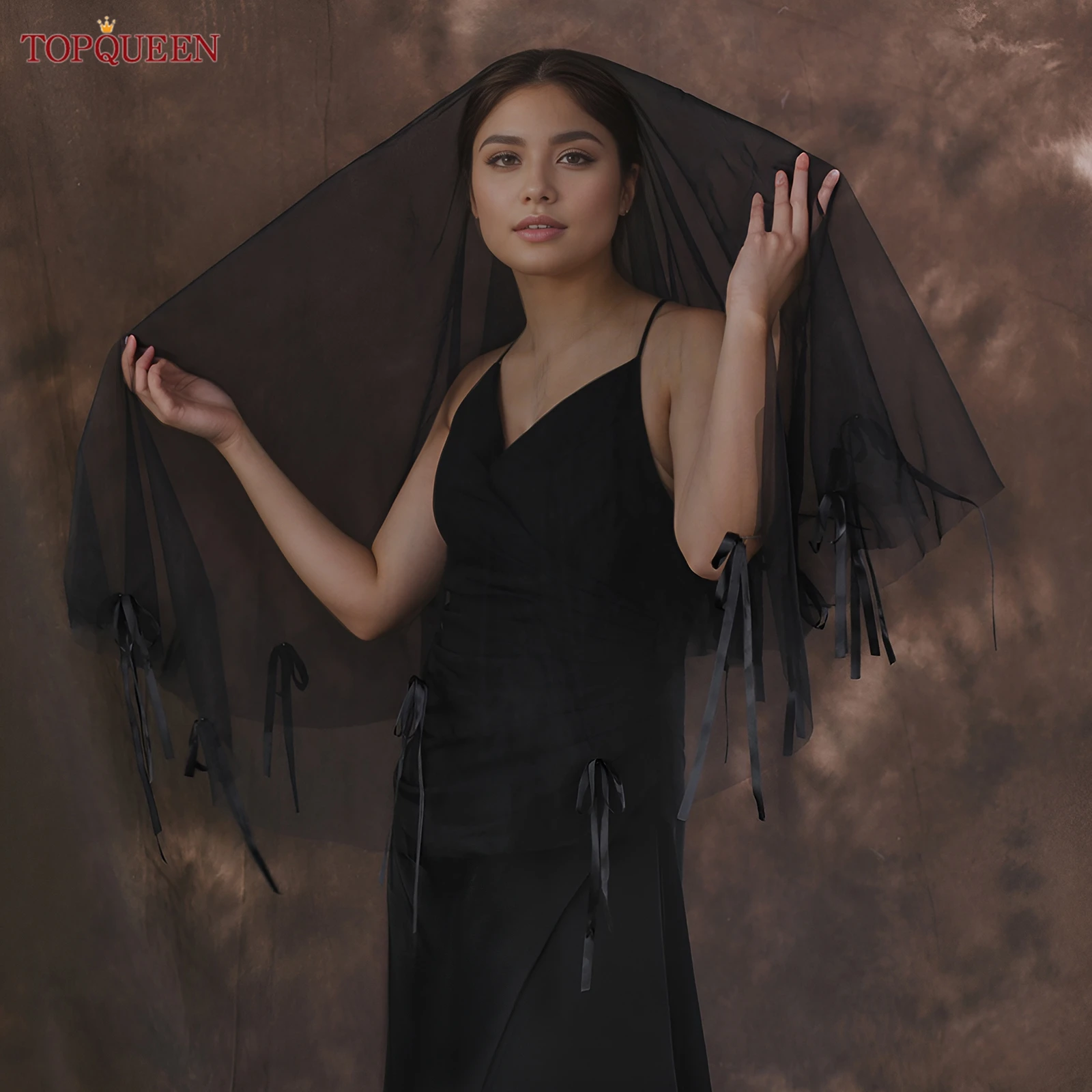 

Черная однослойная сетчатая вуаль TOPQUEEN, подходит для девичников, свадеб в готическом стиле и косплея. Расческа для волос в комплект не входит.