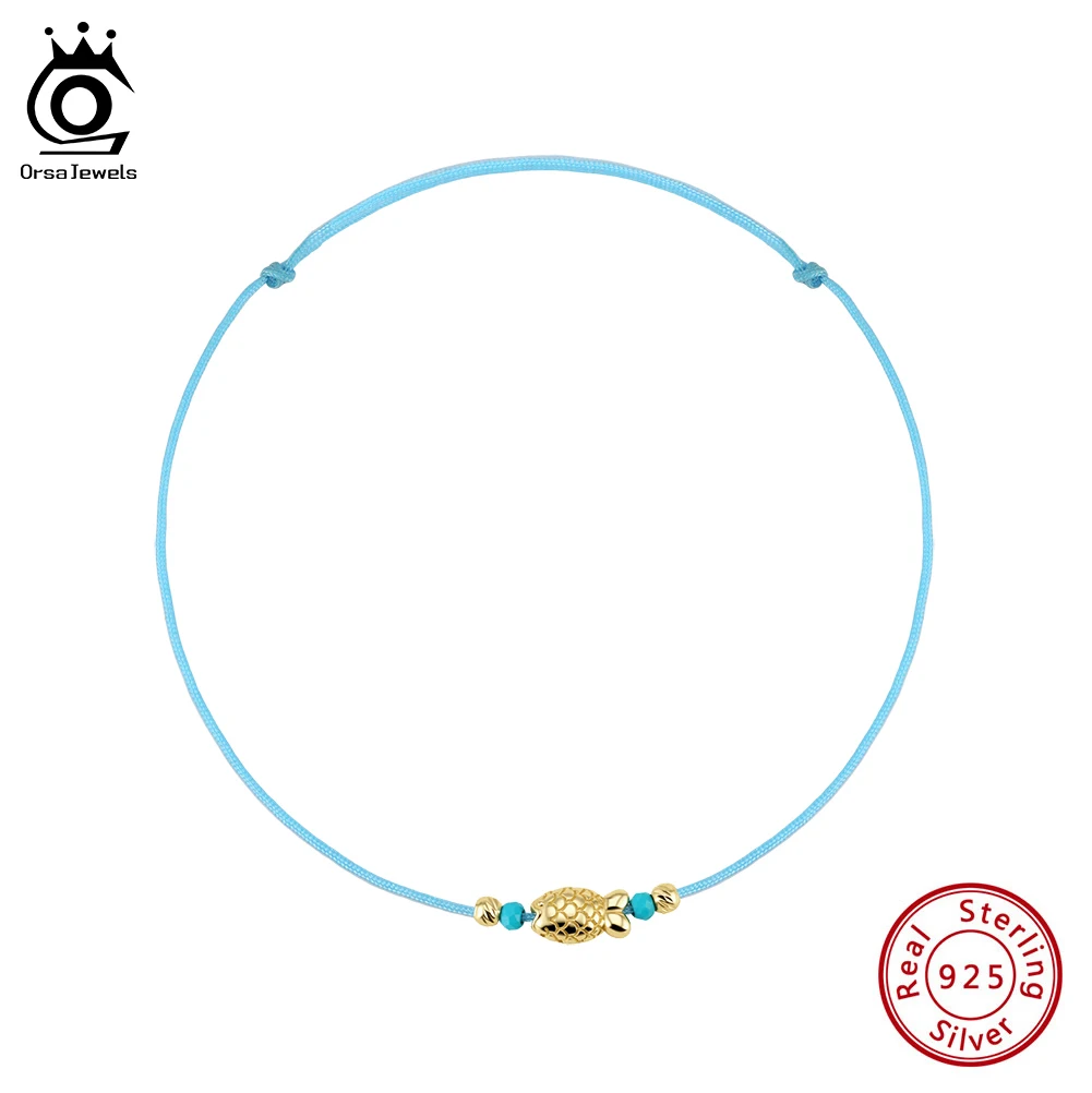 

ORSA JEWELS 925 Sterling Silver Classic Fish Charm Anklet Cute Simple Fish Barefoot Chain Sandals Adjustable Summer Jewelry SA99