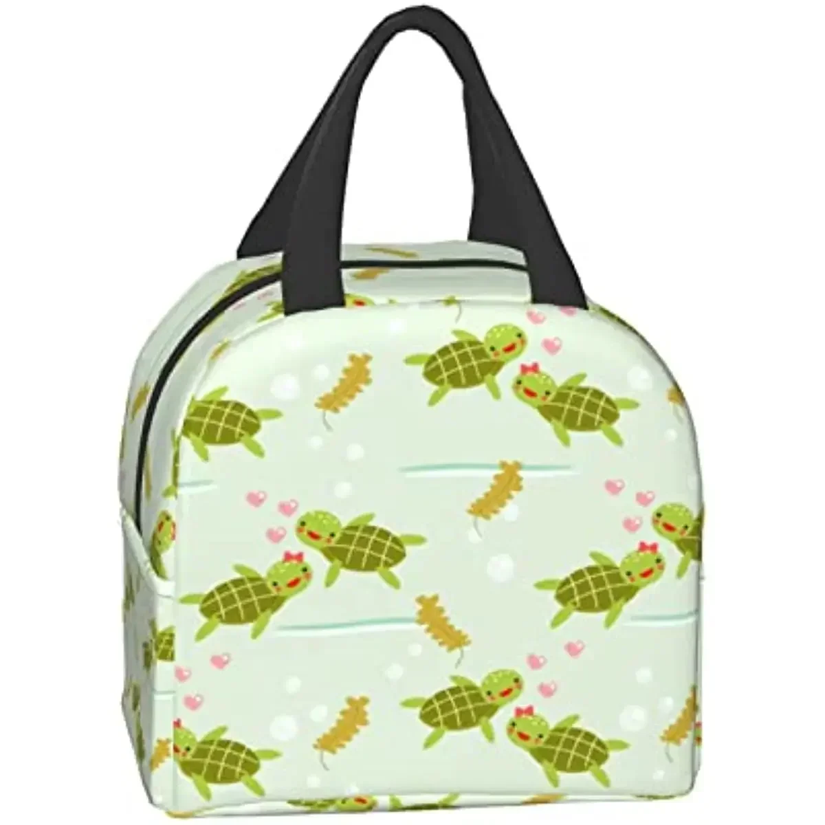 Cute Turtle In Love Insulated Lunch Bag Reusable Lunch Bags Freezable Tote Lunch Bag for Adult Kids