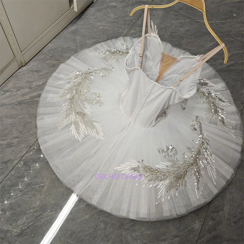 High Quality Custom Size 7 Layers Kids Girls Women Adult Ballet Dance Performance Wear Velvet White Swan Lake Tutu Costumes