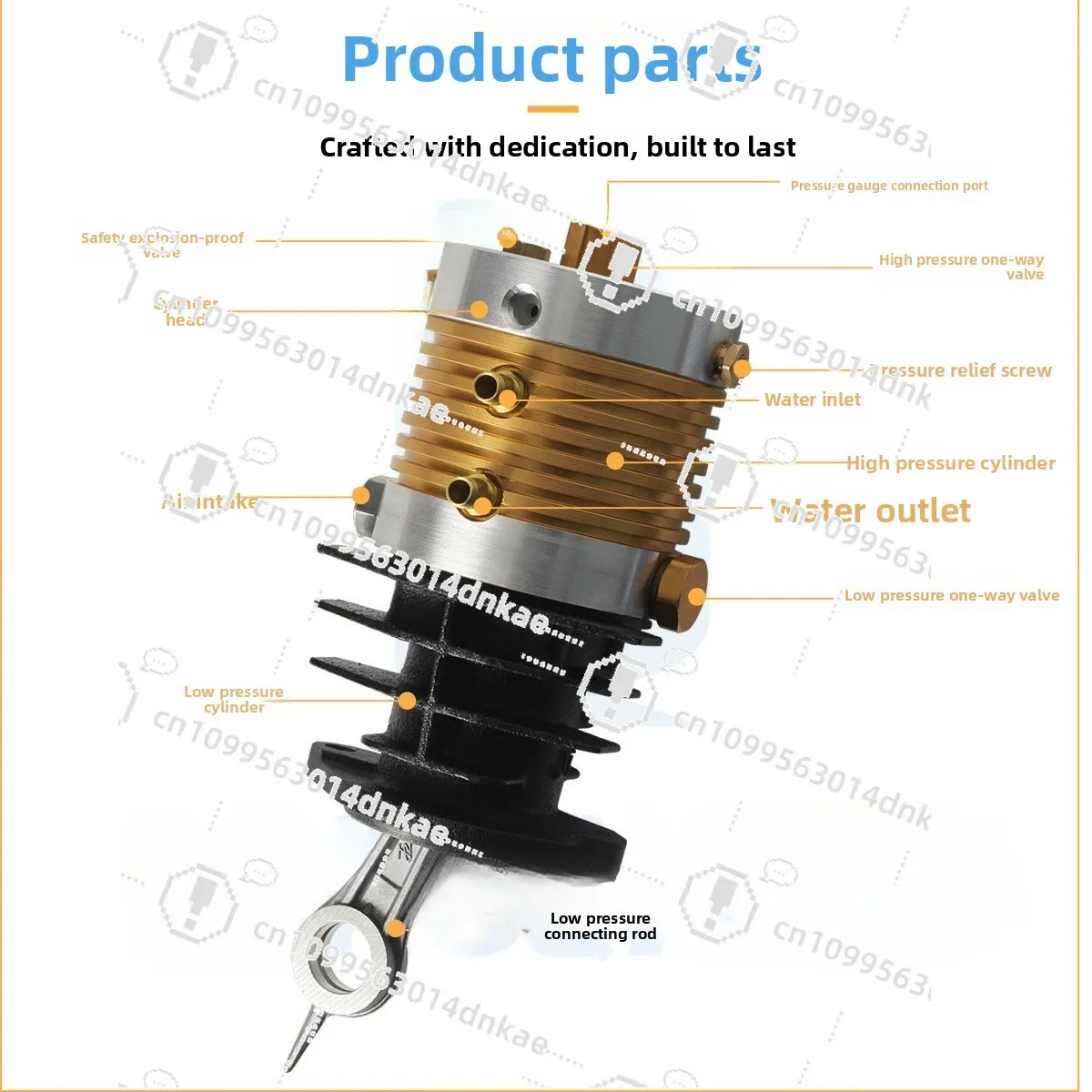 Single Cylinder Air Pump Universal Pump Head 30MPA High Pressure Air Pump Head Eighth Generation Standard Version