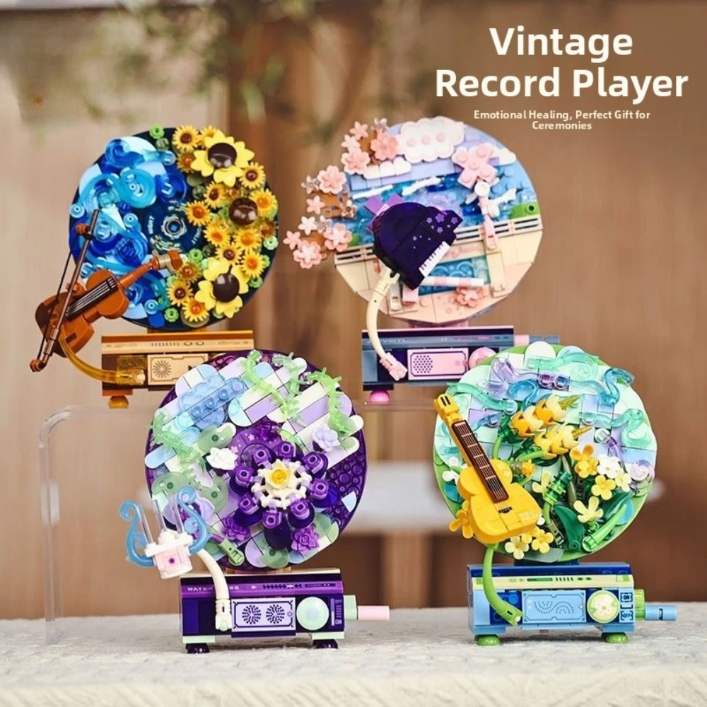 

MOC Fantasy Flower CD Музыкальный плеер Строительные блоки Набор Музыкальный инструмент Вечная запись Декор Игрушка на день рождения Подарок на особый день
