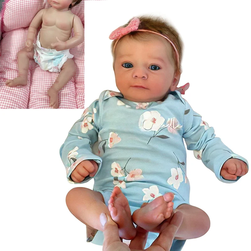 

49CM Full Body Already Painted Reborn Baby Doll Felicia Same as Picture Lifelike Soft Touch3D Skin Hand-Root Hair Visible