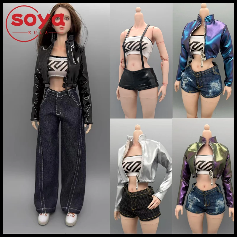 

CJG-073 1/6 Scale Imitation Leather Jacket Cowboy Shorts Clothes Accessory Model For 12" Female Soldier Action Figure Body Dolls