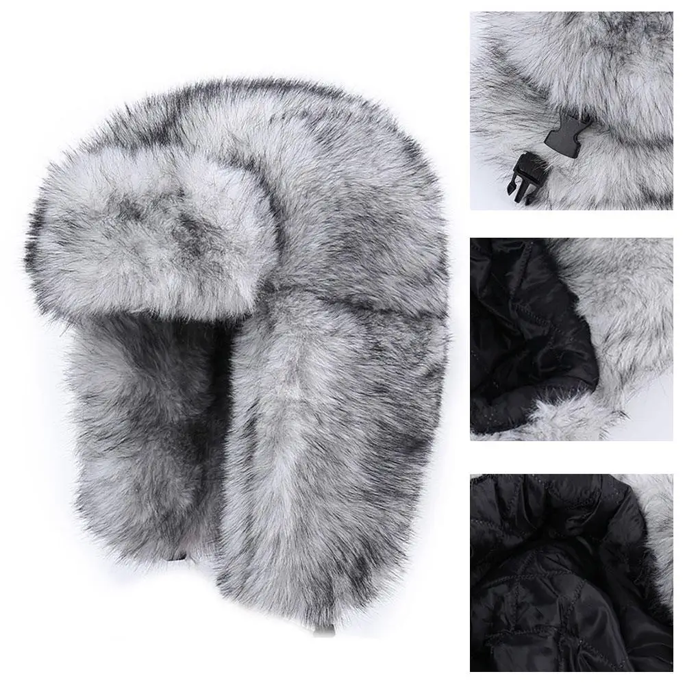 

Imitation Mink Fur Trapper Style Cap Men Women Northeast Cotton Hat Thicken Faux Fur Lei Feng Cap Plush Warm Ear Protection Hat