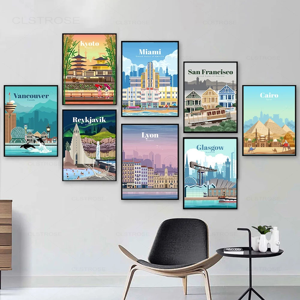 City Travel Landscape Spain Australia Singapore Mexico Print Art Canvas Poster for Living Room Decoration Home Wall Picture