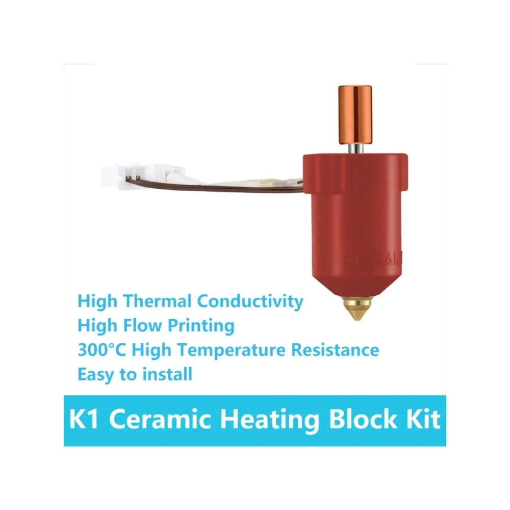 

Комплект керамического нагревательного блока Creality K1 300 ° Высокотемпературная/поточная печать, равномерная подача, нагрев 60 Вт для 3D-принтера K1/K1 MAX4001030120