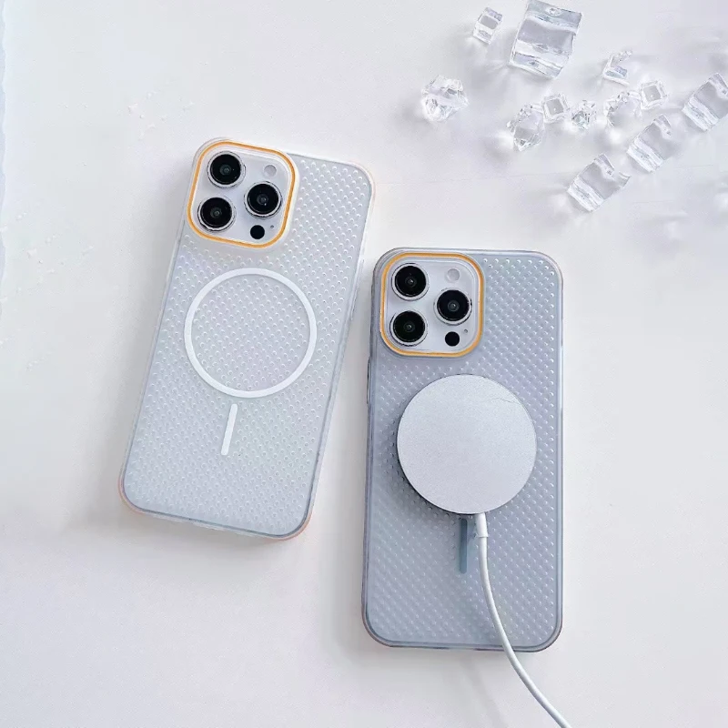 Für Magsafe Magnetische Luxus Einfarbig Durchscheinende Wärmeableitung Telefon Fall Für iPhone 17 Pro Max Air 15 12 13 14 16 Pro Max