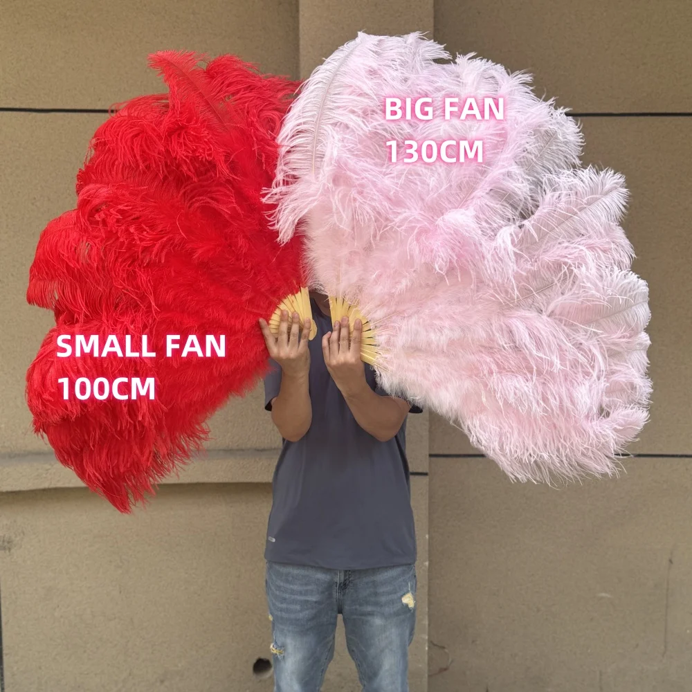 

Big Red Ostrich Feather Fans 13 Bars Decor Plumes Folding Fan for Carnival Party Festival Opera Holding Props Accessory 4PCS