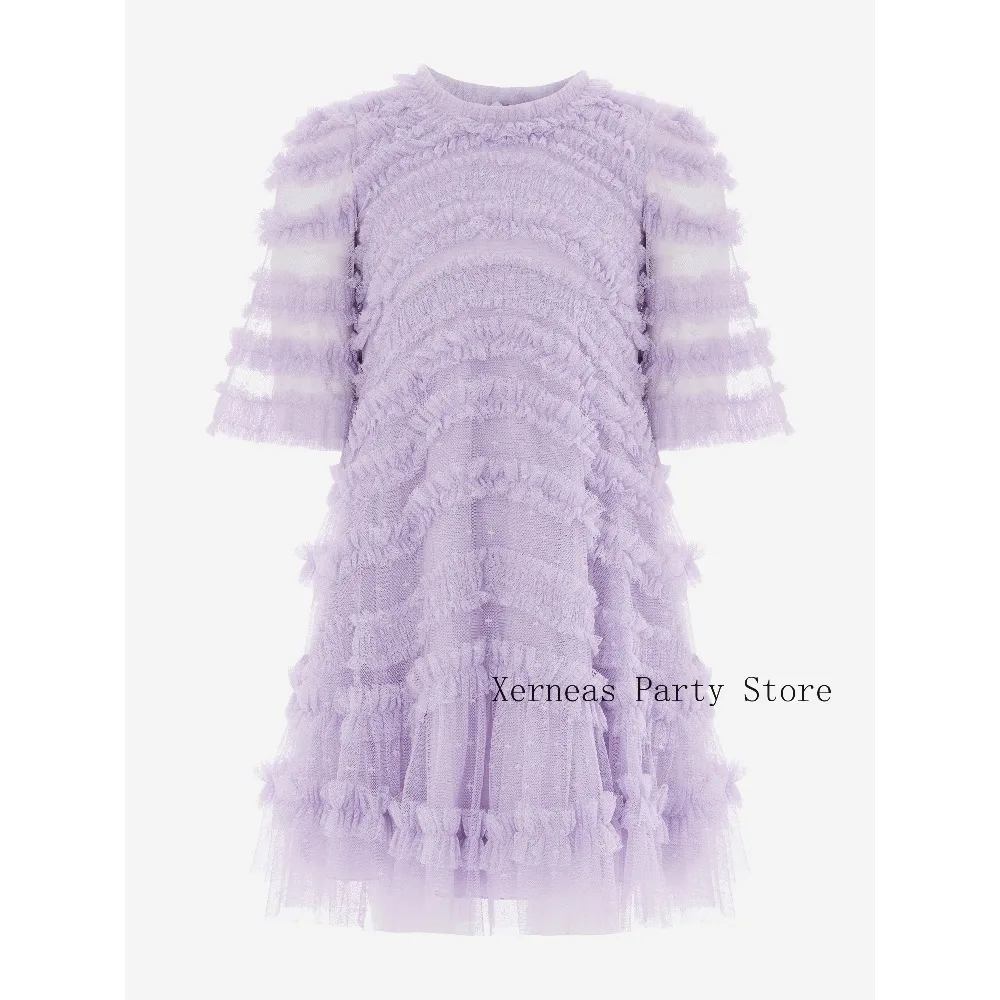 Customized Tulle Mini Flower Girls Dress for Wedding 2026 Ruffled Kids Gown Luxury Birthday Party First Communion Kids Gowns