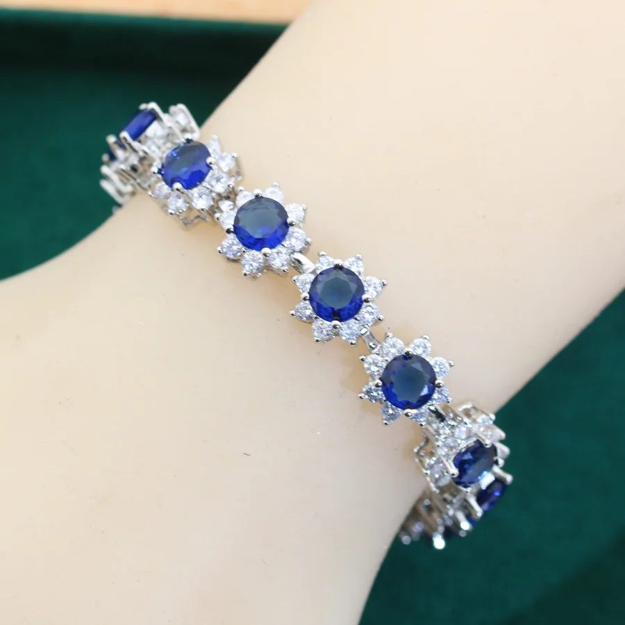 luxury More Color Zirconia Bracelet 925 Silver Wedding Jewelry Gift for Women