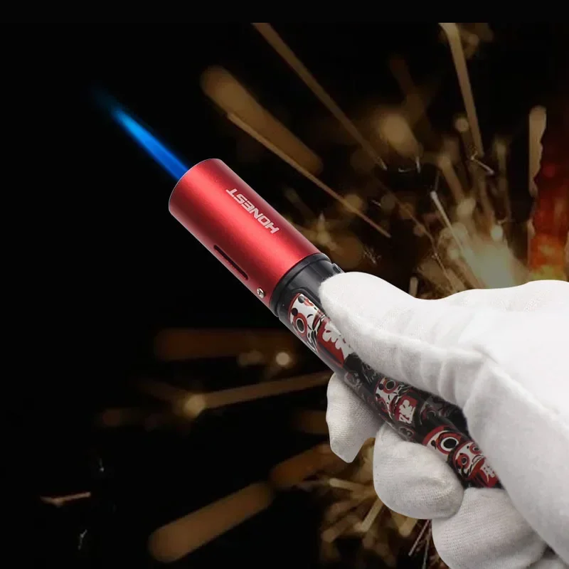 Briquet torche à gaz Butane, Style stylo honnête, coupe-vent, flamme bleue, fenêtre à gaz Visible, barbecue en plein air, cuisine, allume-cigare pour fumer