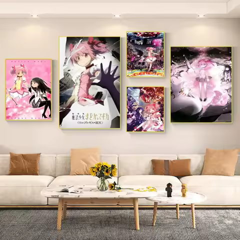 Puella Magi Madoka Magica Poster Anime Posters Sticky Vintage Room Home Bar Cafe Decor Kawaii Room Decor