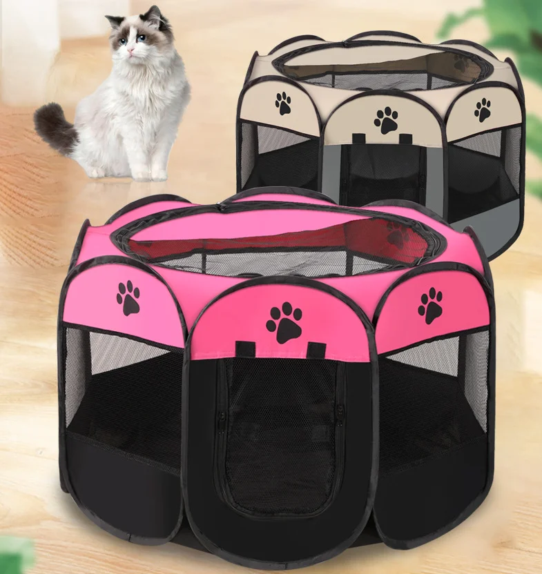 

Portable Foldable Pet Tent Kennel Octagonal Fence Puppy Shelter Easy To Use Outdoor Easy Operation Large Dog Cages Cat Fences