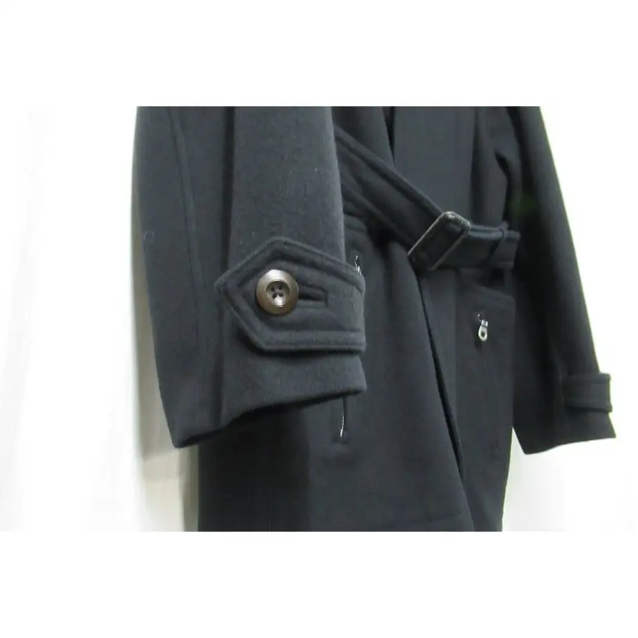 TOP-YAMAMOTO ® Black suit collar double-sided woolen coat for women, mid-length lace-up waisted woolen coat